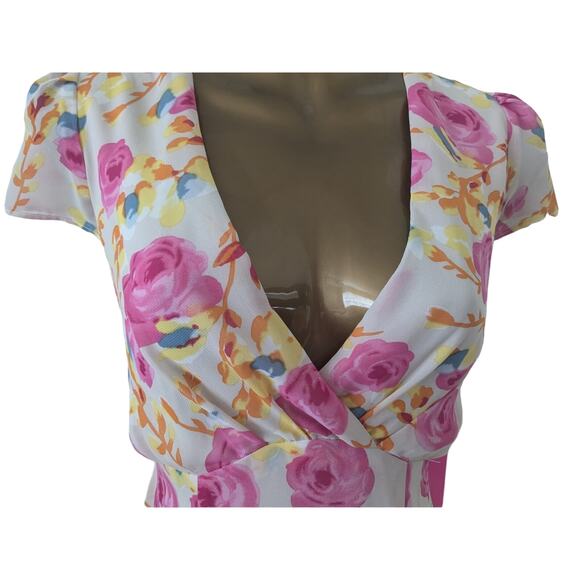 NWT Sz 8 Vintage Betsey Johnson Pink Floral Dress Empire Waist - Picture 2 of 7